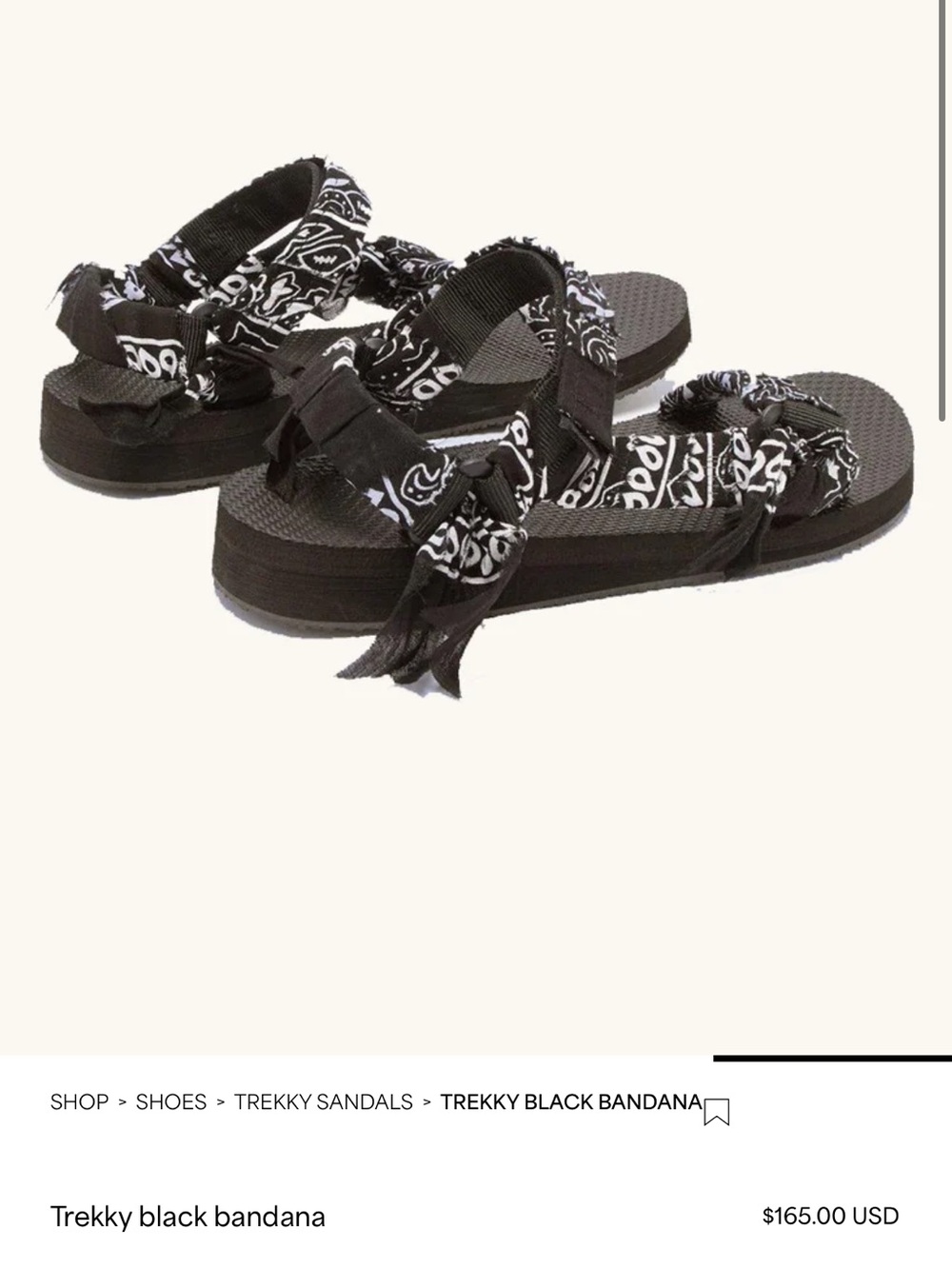 Arizona Love Trekky Black Bandana-Strap Sandals with White Print